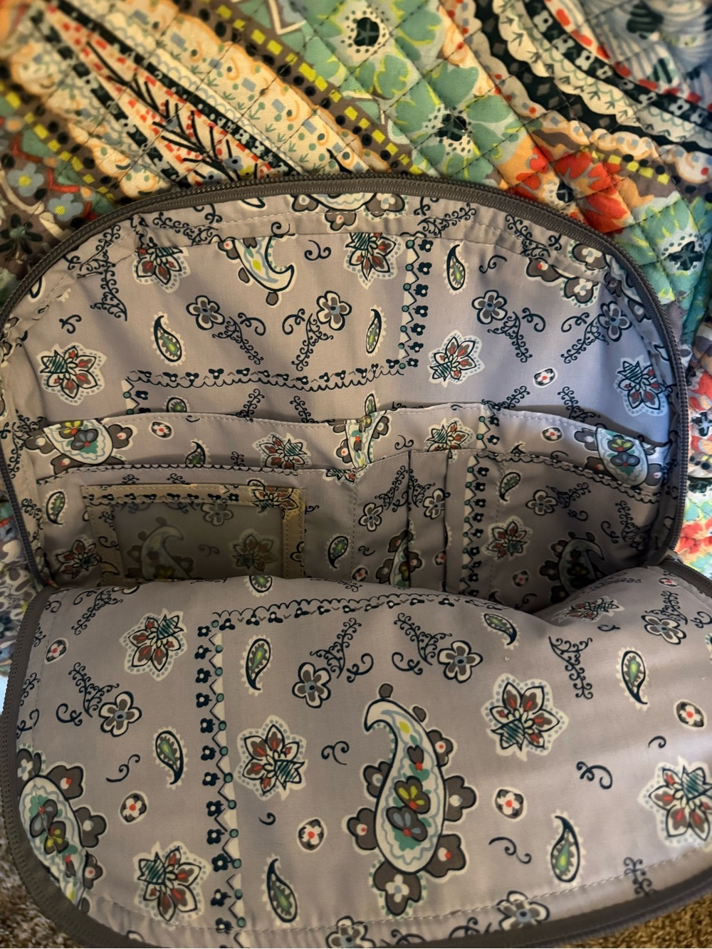 Citrus Paisley Vera Bradley Campus Backpack - Picture 6 of 6